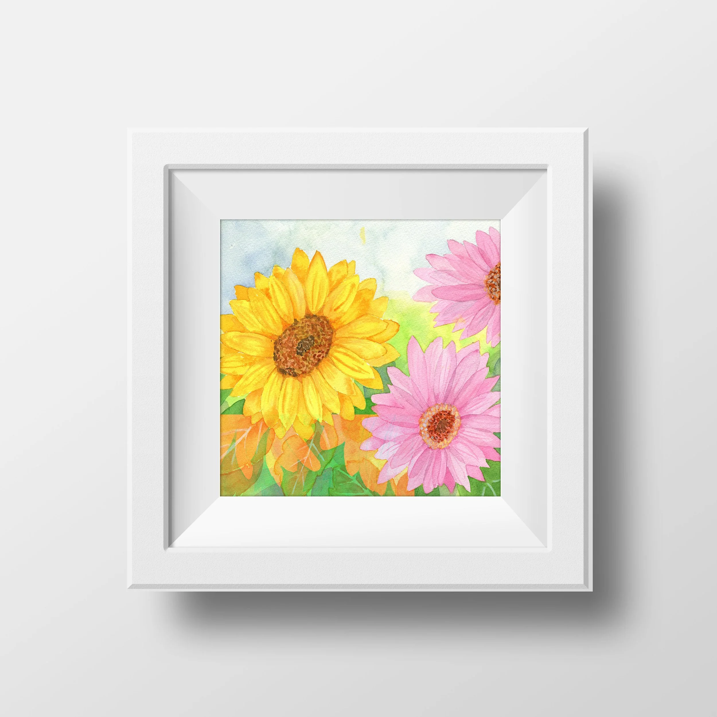 みみ水彩画 百合とカンパニュラが咲く　値段は※900円です Pink+and+yellow+Gerbera+D.jpg